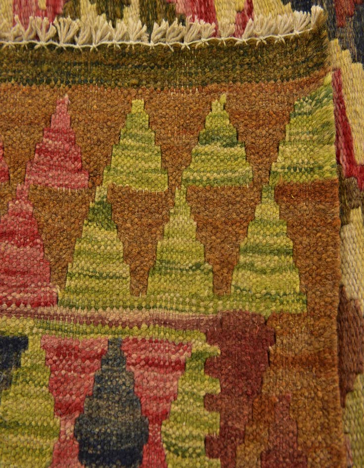 Detail image of  3' 2 x 6'  Hand Woven Kilim Maymana Wool Runner Rug