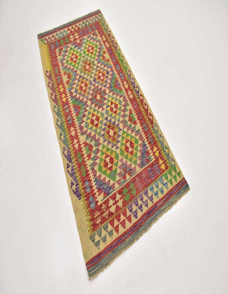 Detail image of  3' 3 x 6' 6  Hand Woven Kilim Maymana Wool Runner Rug