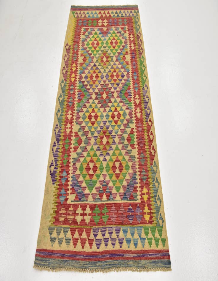 Detail image of  3' 3 x 6' 6  Hand Woven Kilim Maymana Wool Runner Rug