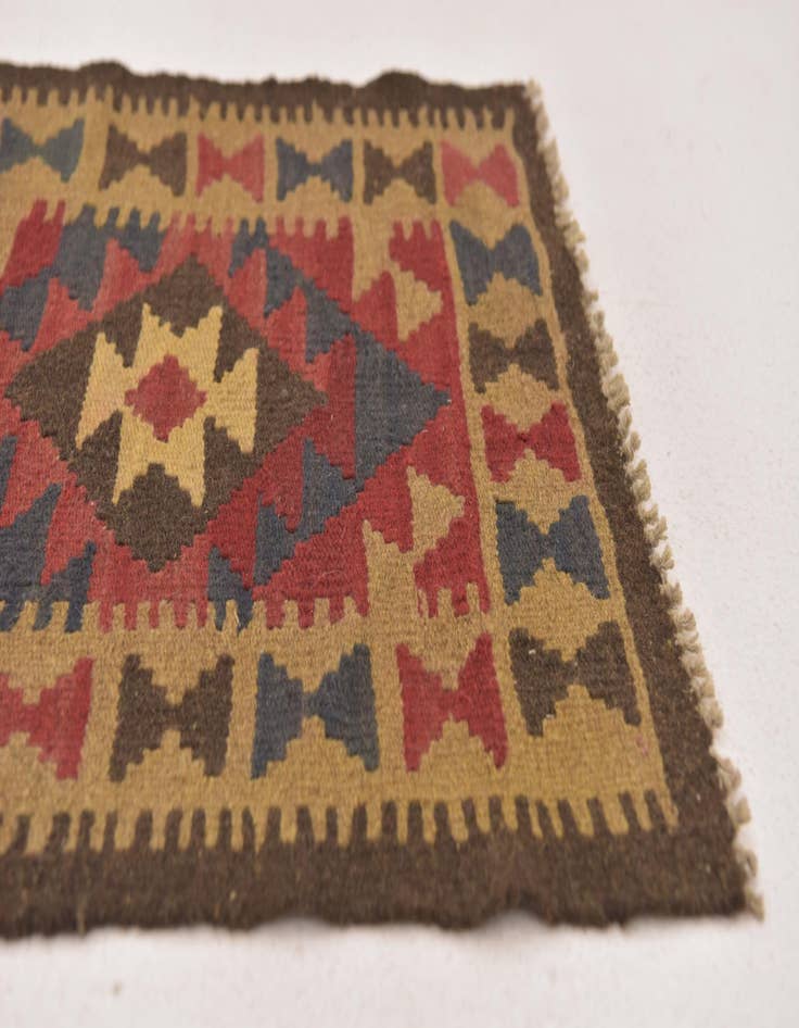 Detail image of 2' 1 x 6' 4 Hand Woven Kilim Maymana Wool Runner Rug
