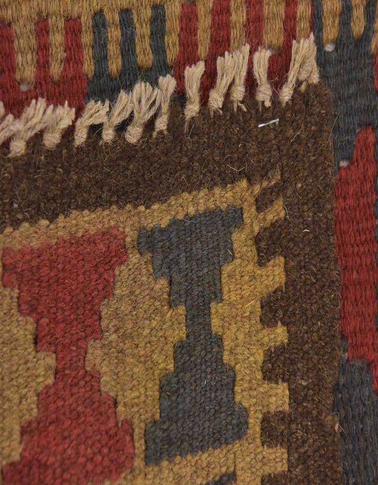 Detail image of 2' 1 x 6' 4 Hand Woven Kilim Maymana Wool Runner Rug
