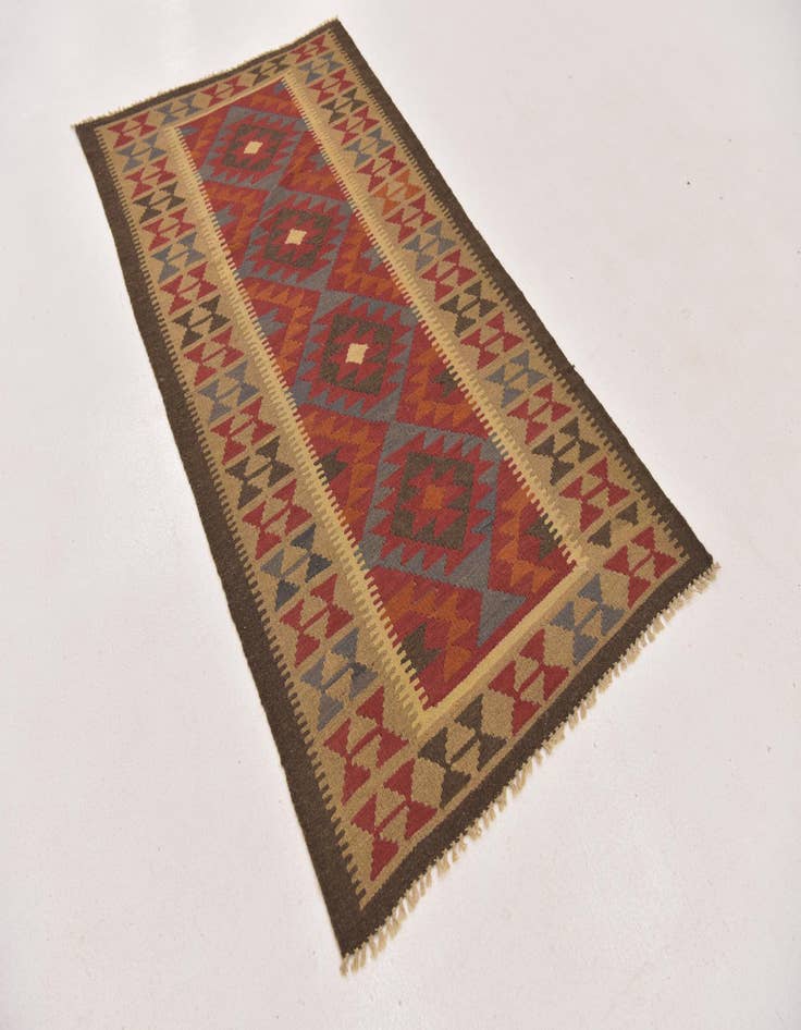 Detail image of  3' 4 x 6' 5  Hand Woven Kilim Maymana Wool Runner Rug