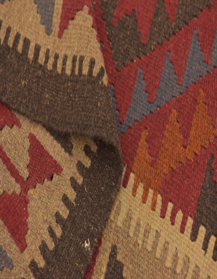Detail image of  3' 4 x 6' 5  Hand Woven Kilim Maymana Wool Runner Rug