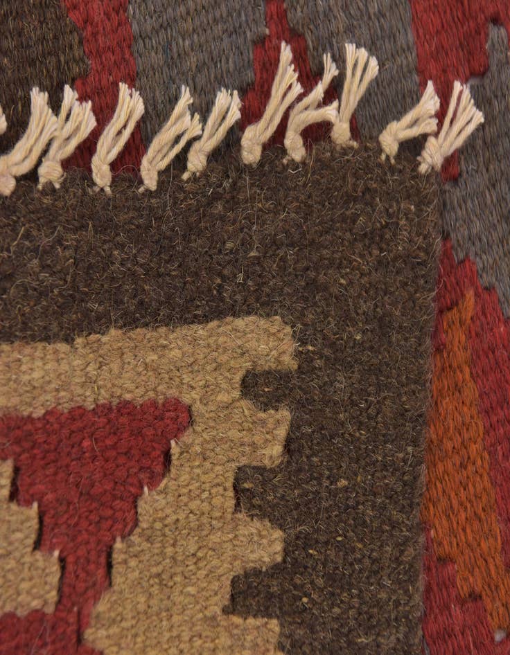 Detail image of  3' 4 x 6' 5  Hand Woven Kilim Maymana Wool Runner Rug