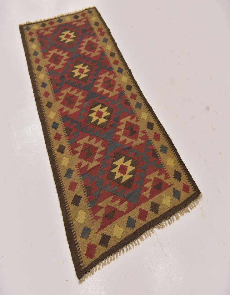 Detail image of  3' 3 x 6' 5  Hand Woven Kilim Maymana Wool Runner Rug