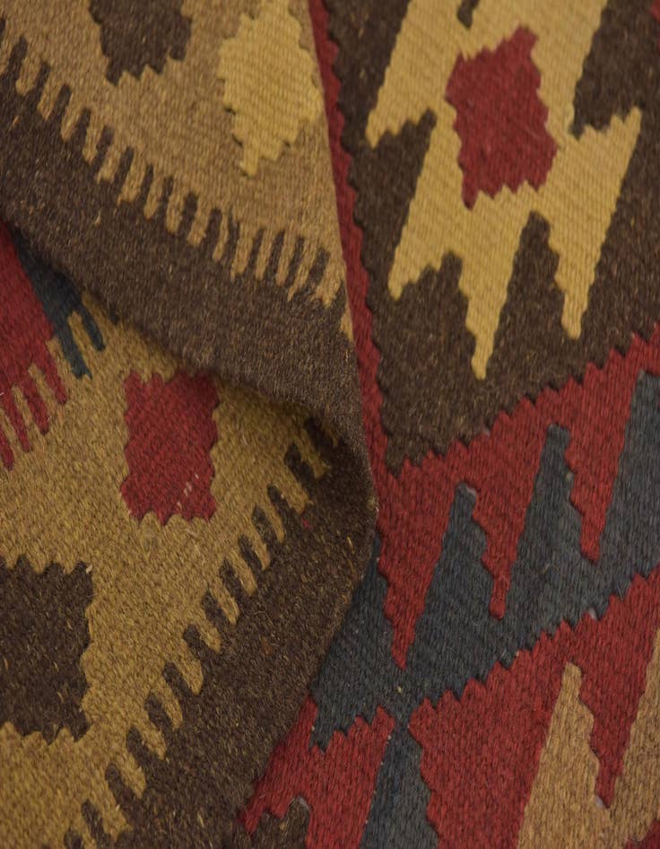 Detail image of  3' 3 x 6' 5  Hand Woven Kilim Maymana Wool Runner Rug
