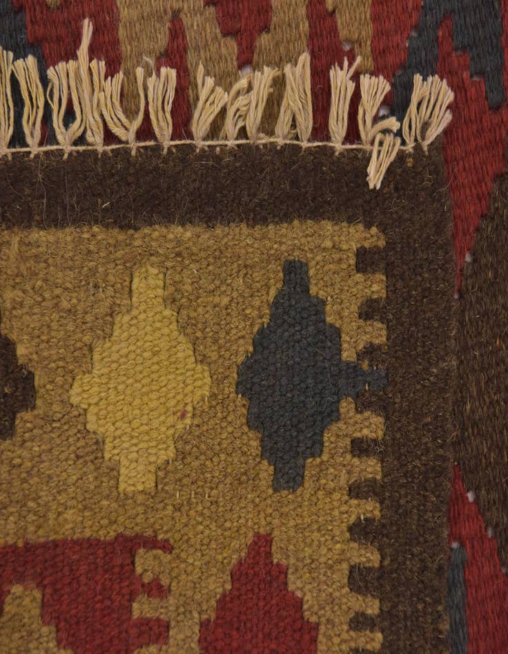 Detail image of  3' 3 x 6' 5  Hand Woven Kilim Maymana Wool Runner Rug