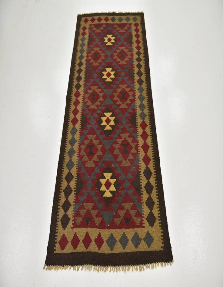 Detail image of  3' 3 x 6' 2  Hand Woven Kilim Maymana Wool Runner Rug