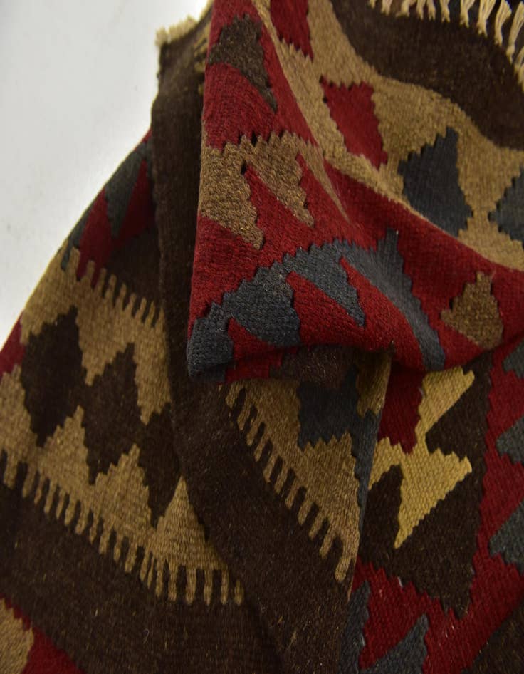 Detail image of  3' 3 x 6' 2  Hand Woven Kilim Maymana Wool Runner Rug