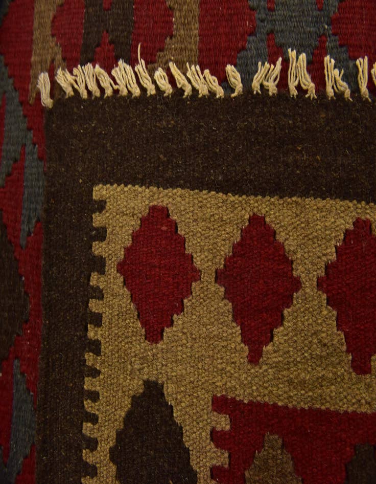 Detail image of  3' 3 x 6' 2  Hand Woven Kilim Maymana Wool Runner Rug