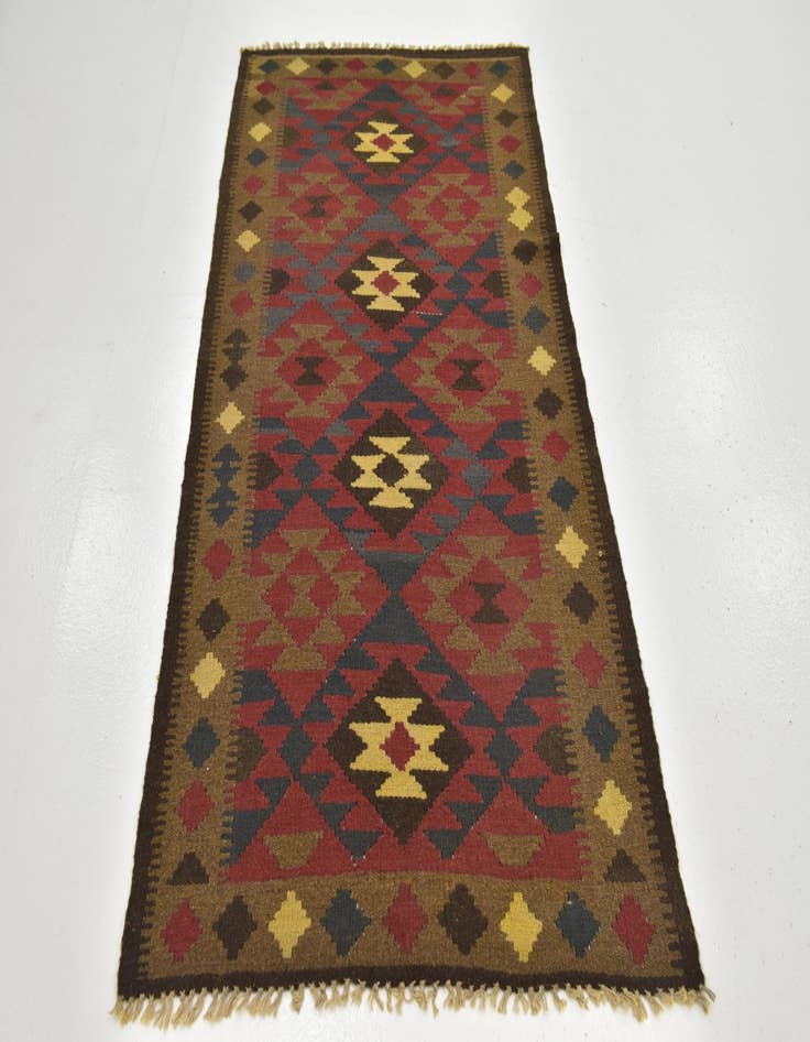 Detail image of  3' 3 x 6' 5  Hand Woven Kilim Maymana Wool Runner Rug