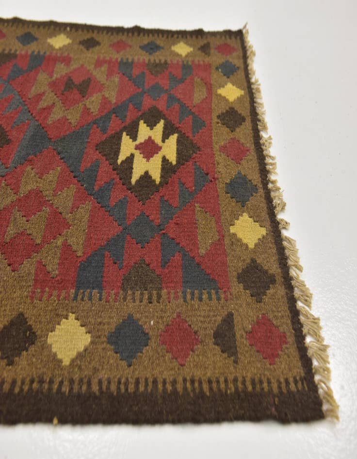 Detail image of  3' 3 x 6' 5  Hand Woven Kilim Maymana Wool Runner Rug
