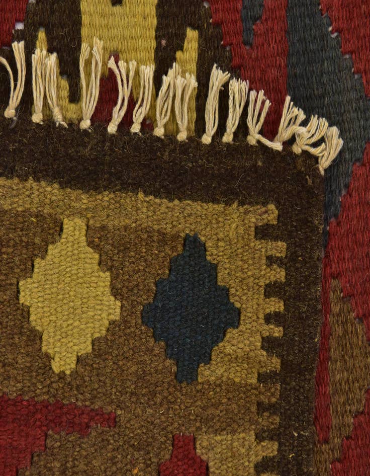 Detail image of  3' 3 x 6' 5  Hand Woven Kilim Maymana Wool Runner Rug