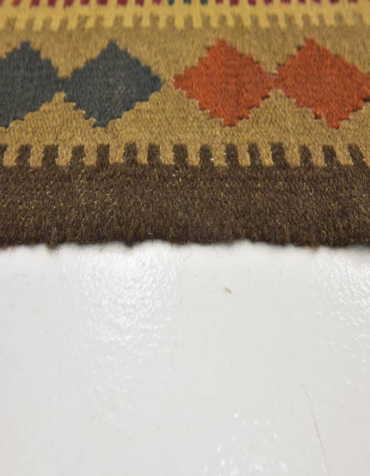 Detail image of  3' 2 x 6' 5  Hand Woven Kilim Maymana Wool Runner Rug