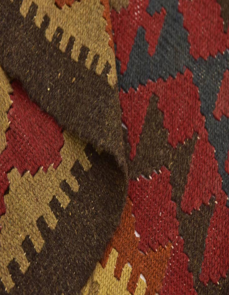 Detail image of  3' 2 x 6' 5  Hand Woven Kilim Maymana Wool Runner Rug