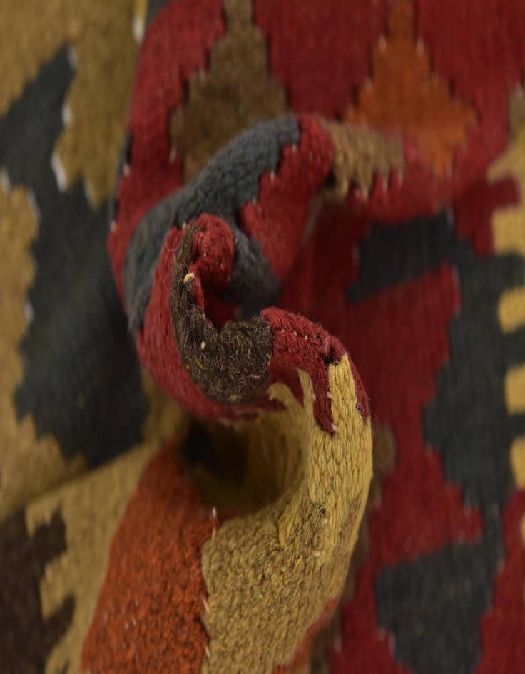 Detail image of  3' 2 x 6' 5  Hand Woven Kilim Maymana Wool Runner Rug