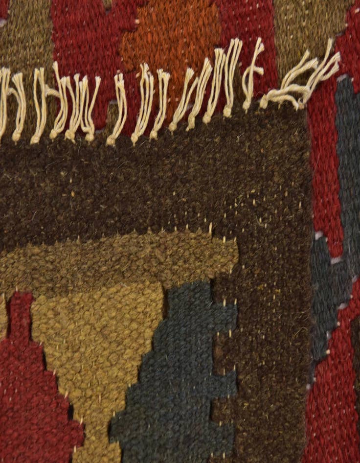 Detail image of  3' 2 x 6' 5  Hand Woven Kilim Maymana Wool Runner Rug