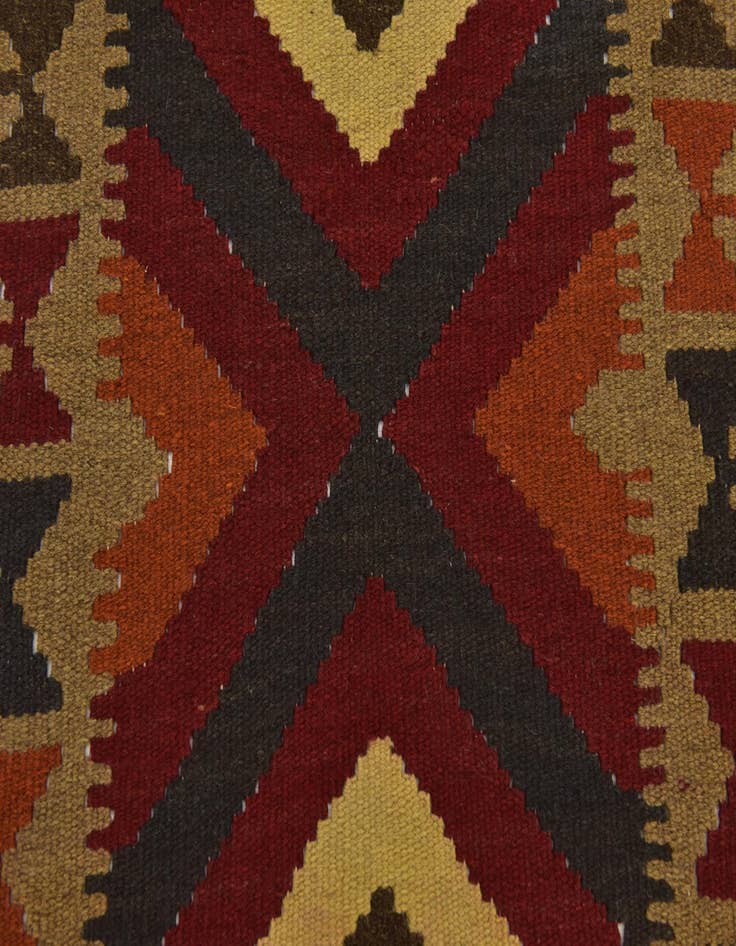 Detail image of  3' 2 x 6' 6  Hand Woven Kilim Maymana Wool Runner Rug