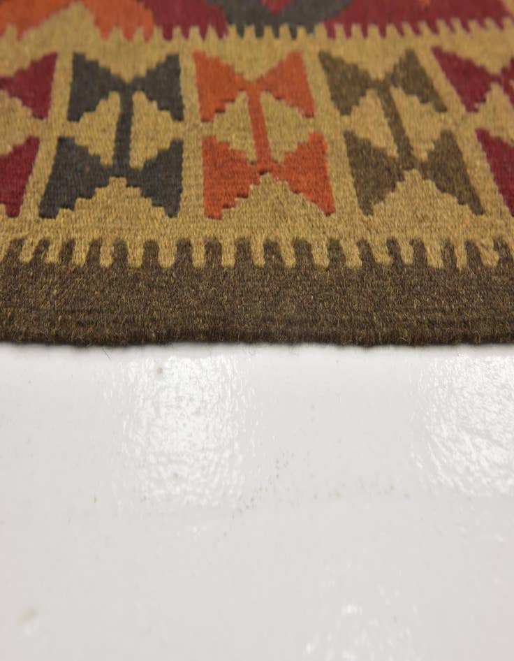 Detail image of  3' 2 x 6' 6  Hand Woven Kilim Maymana Wool Runner Rug