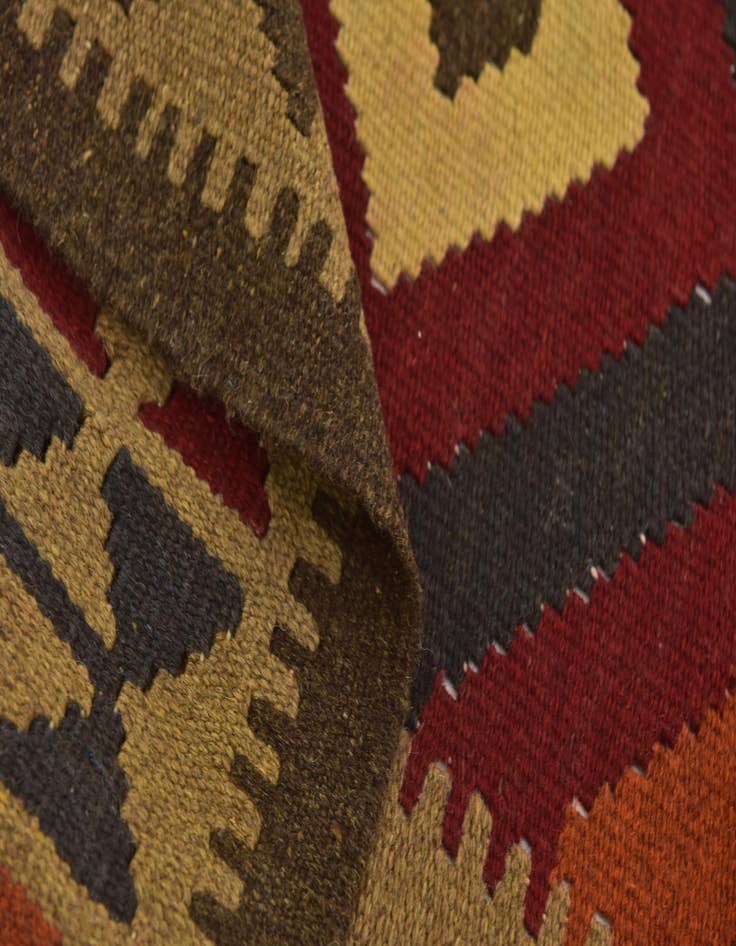 Detail image of  3' 2 x 6' 6  Hand Woven Kilim Maymana Wool Runner Rug