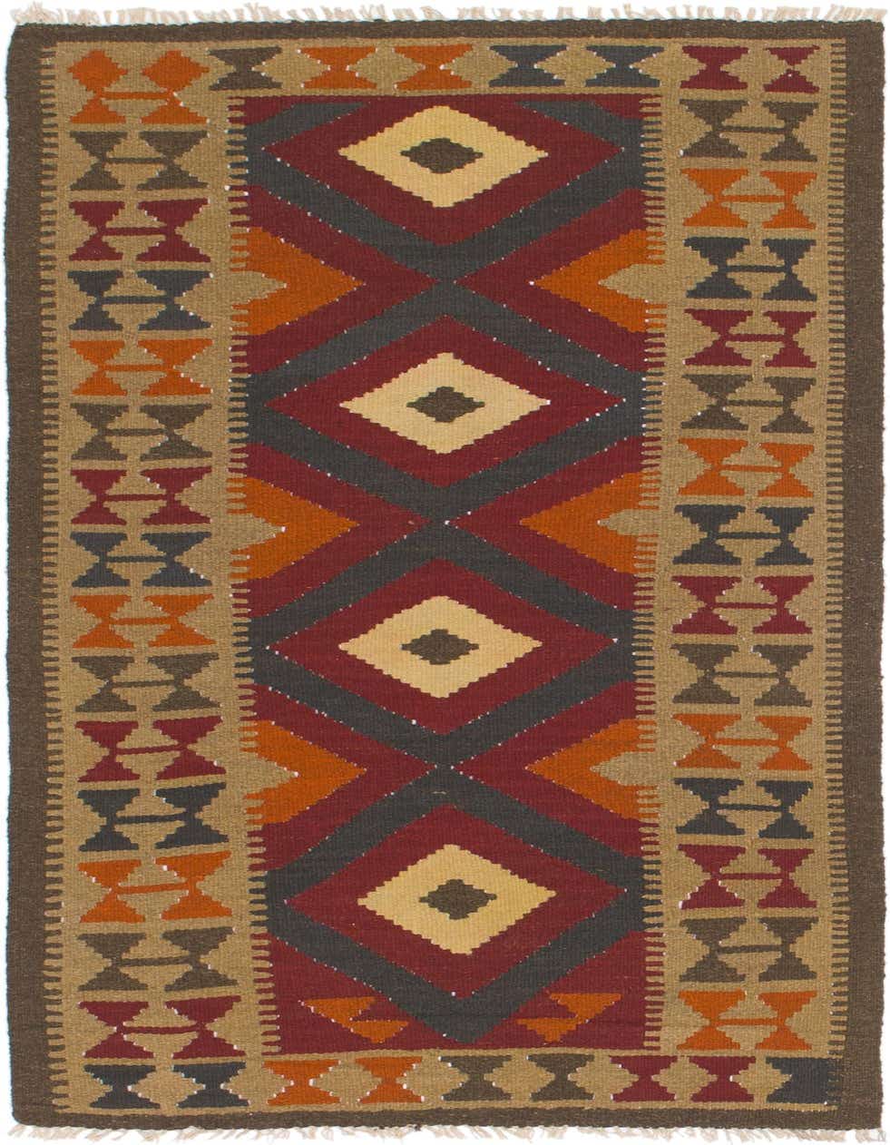 A 6 ft runner rug featuring a Southwestern tribal pattern in reds, oranges, and earthy tones, ideal for a hallway.