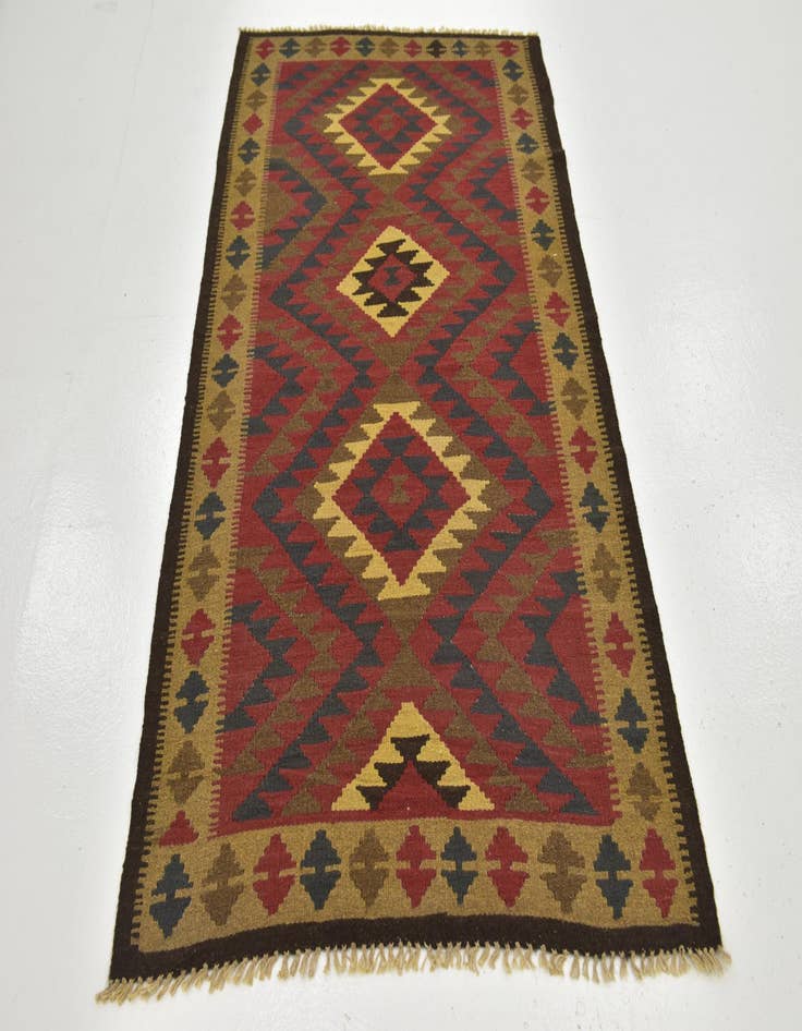 Detail image of  3' 5 x 6' 4  Hand Woven Kilim Maymana Wool Runner Rug