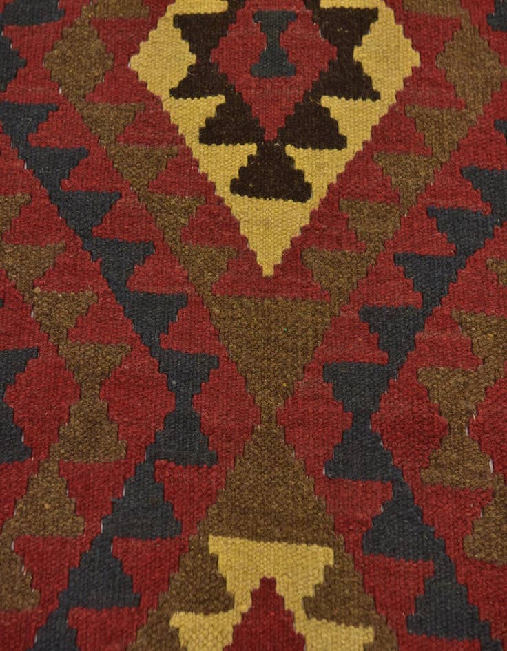 Detail image of  3' 5 x 6' 4  Hand Woven Kilim Maymana Wool Runner Rug