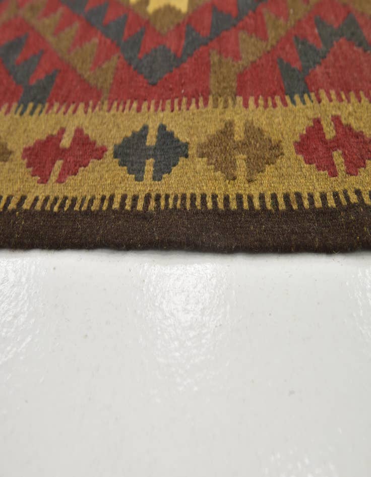 Detail image of  3' 5 x 6' 4  Hand Woven Kilim Maymana Wool Runner Rug