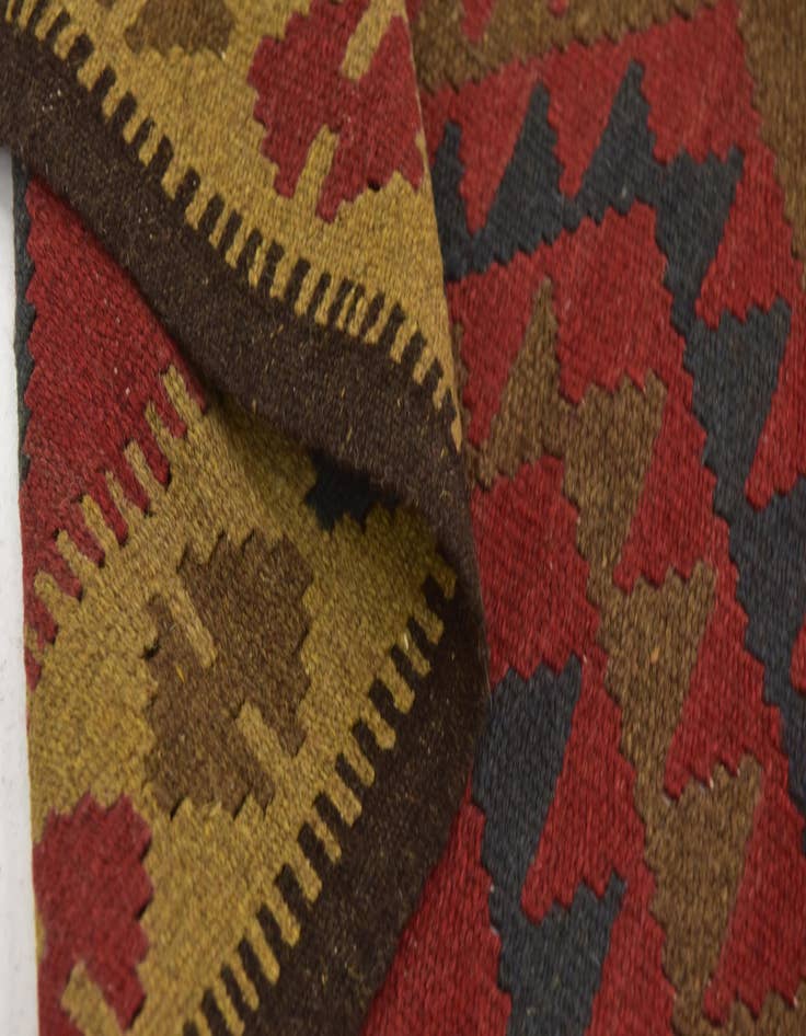 Detail image of  3' 5 x 6' 4  Hand Woven Kilim Maymana Wool Runner Rug