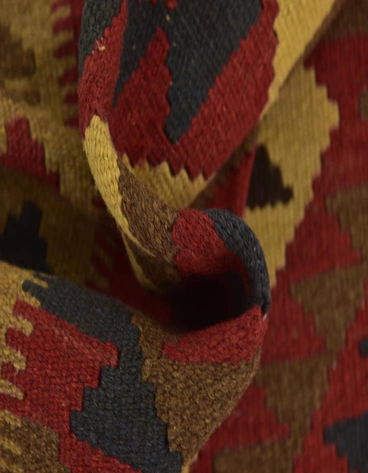 Detail image of  3' 5 x 6' 4  Hand Woven Kilim Maymana Wool Runner Rug