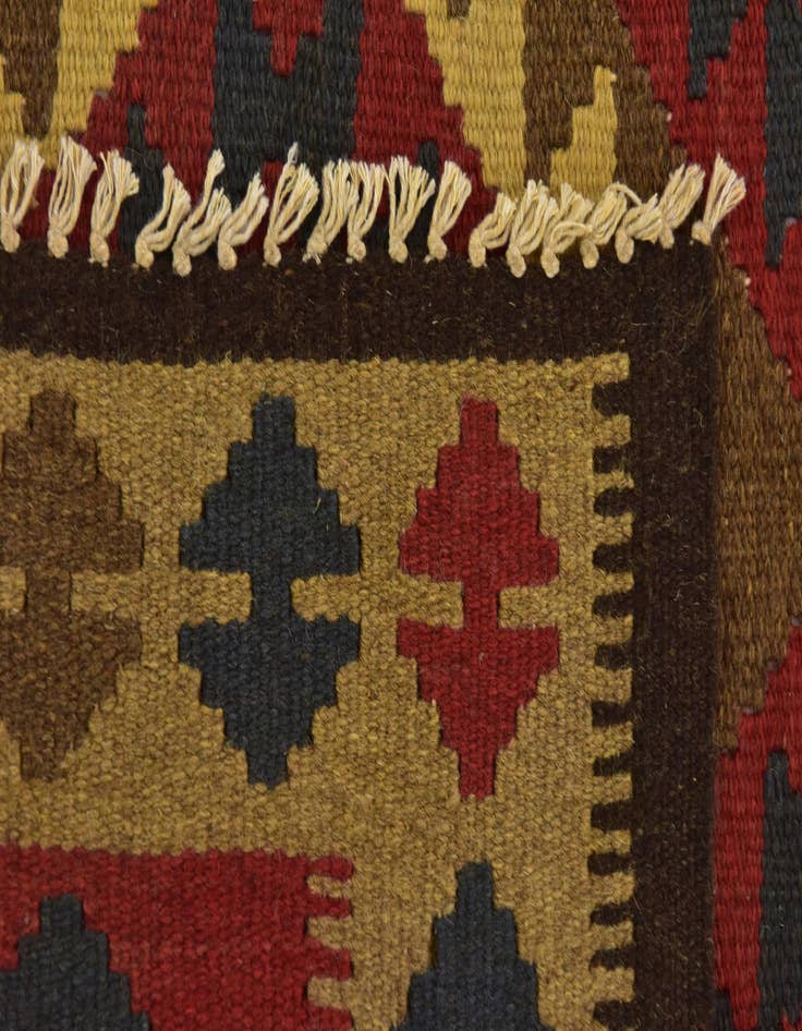 Detail image of  3' 5 x 6' 4  Hand Woven Kilim Maymana Wool Runner Rug