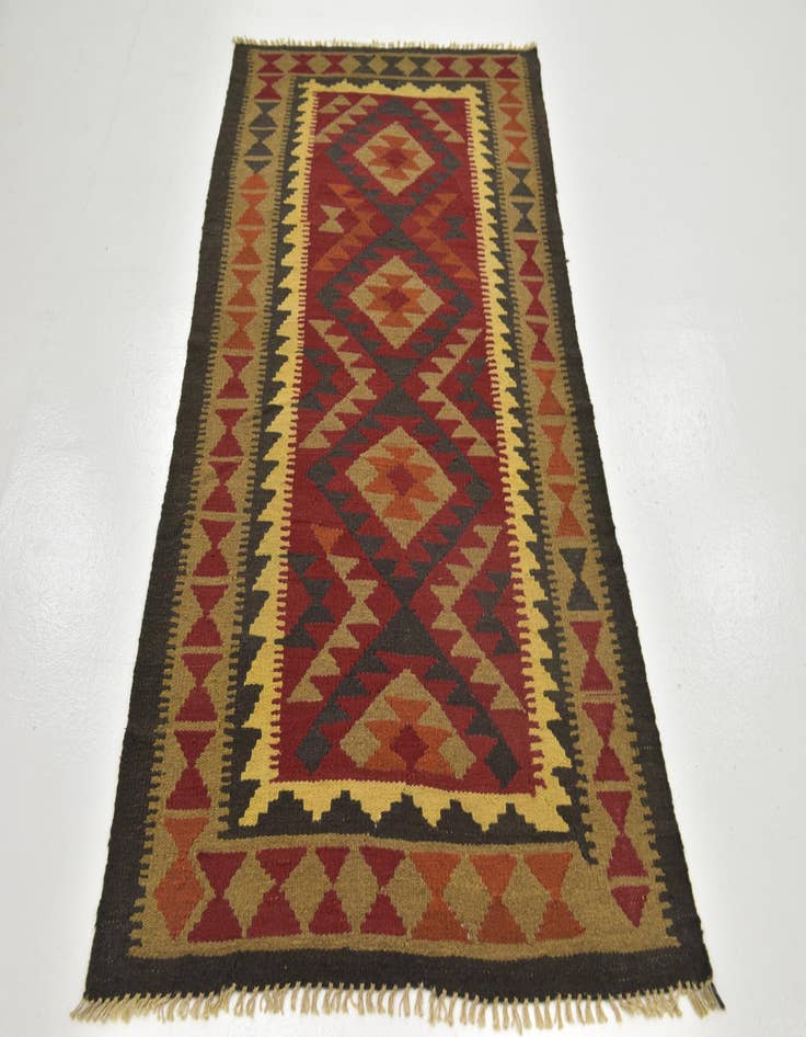 Detail image of  3' 6 x 6' 9  Hand Woven Kilim Maymana Wool Runner Rug