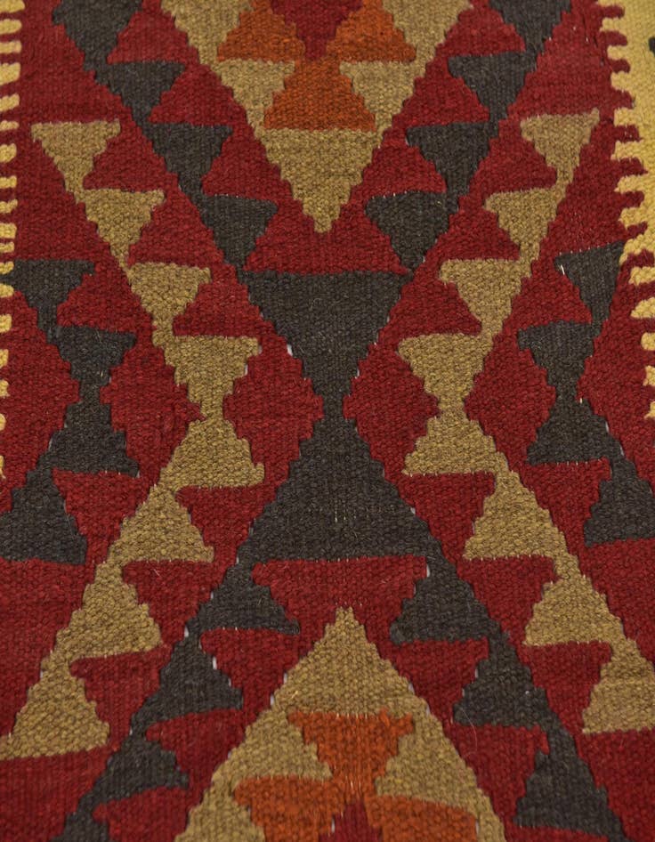 Detail image of  3' 6 x 6' 9  Hand Woven Kilim Maymana Wool Runner Rug