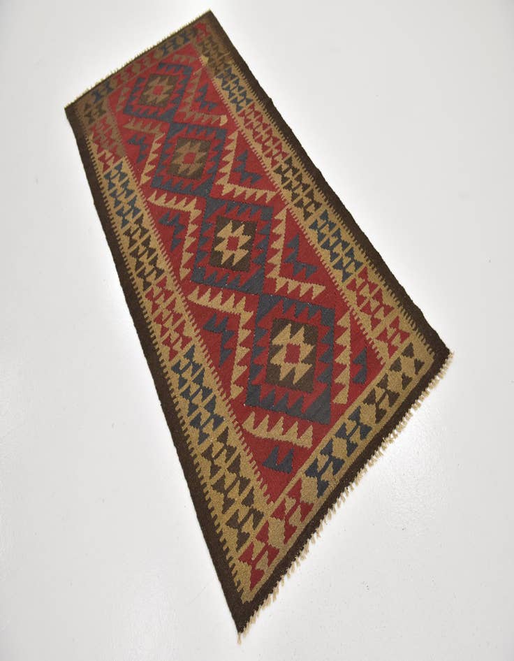 Detail image of  3' 5 x 6' 8  Hand Woven Kilim Maymana Wool Runner Rug