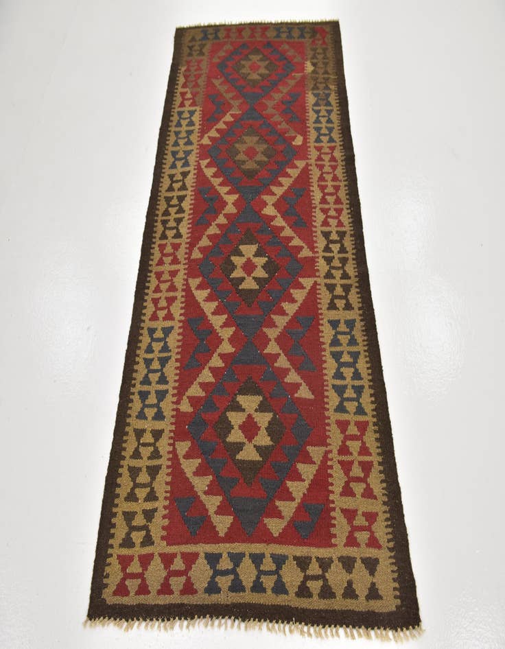 Detail image of  3' 5 x 6' 8  Hand Woven Kilim Maymana Wool Runner Rug