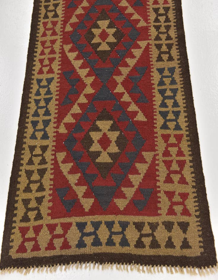 Detail image of  3' 5 x 6' 8  Hand Woven Kilim Maymana Wool Runner Rug