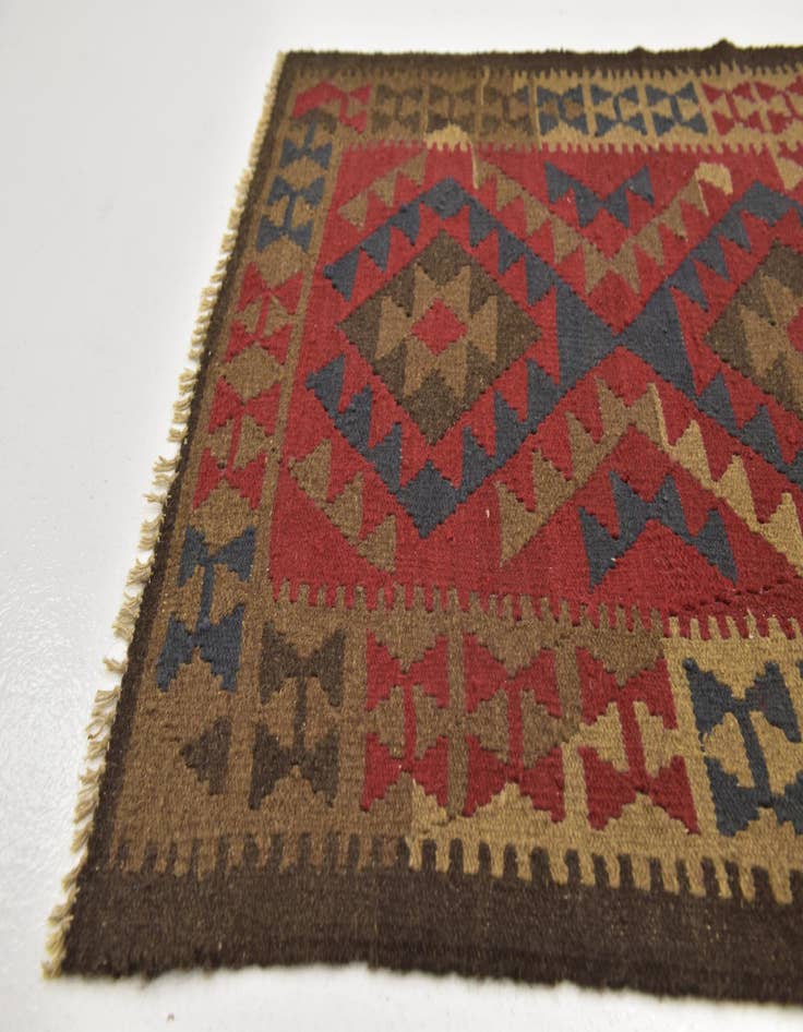 Detail image of  3' 5 x 6' 8  Hand Woven Kilim Maymana Wool Runner Rug
