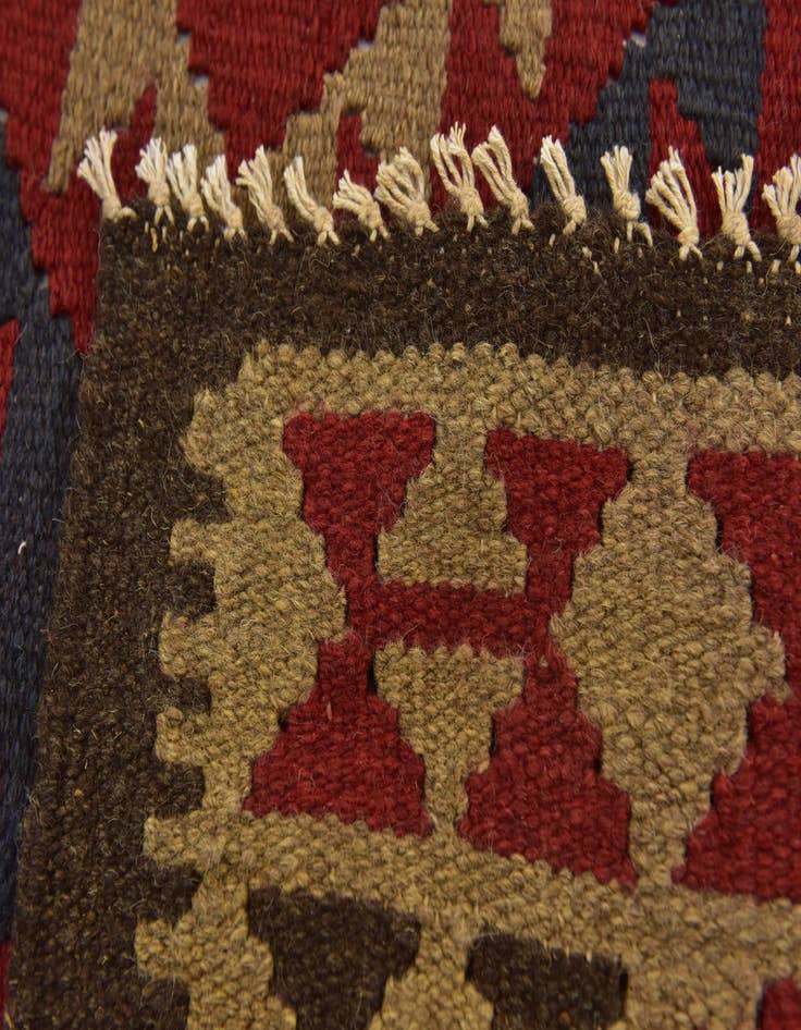 Detail image of  3' 5 x 6' 8  Hand Woven Kilim Maymana Wool Runner Rug