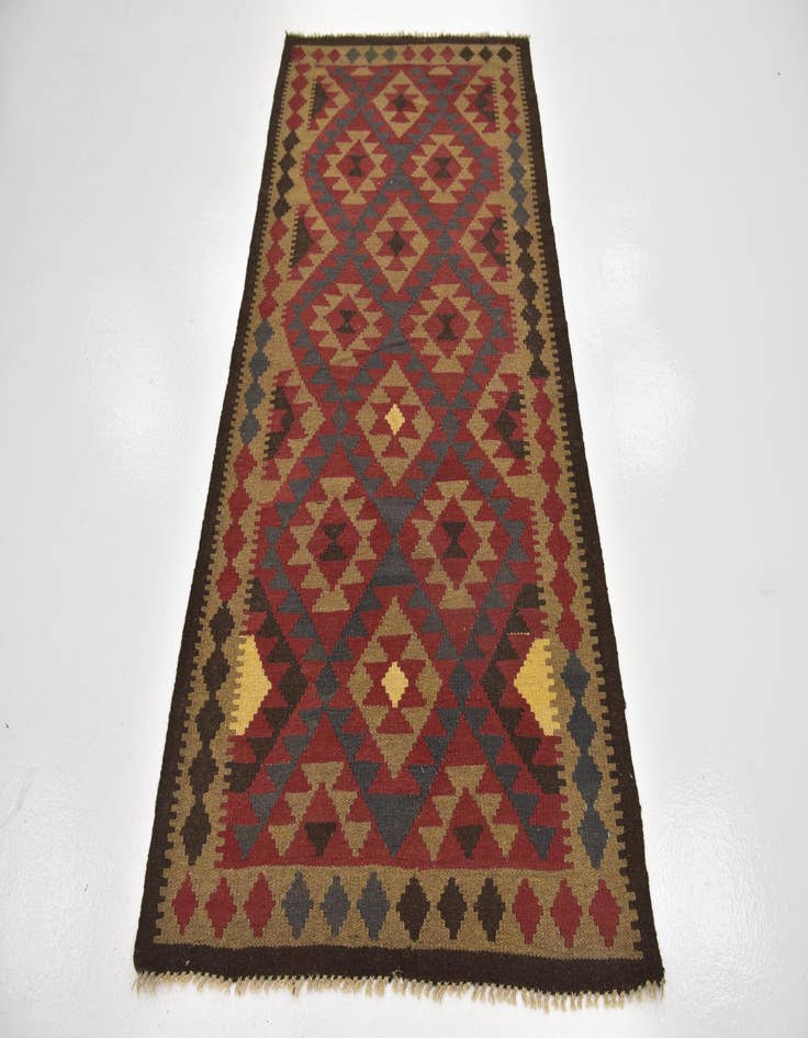 Detail image of  3' 5 x 6' 7  Hand Woven Kilim Maymana Wool Runner Rug