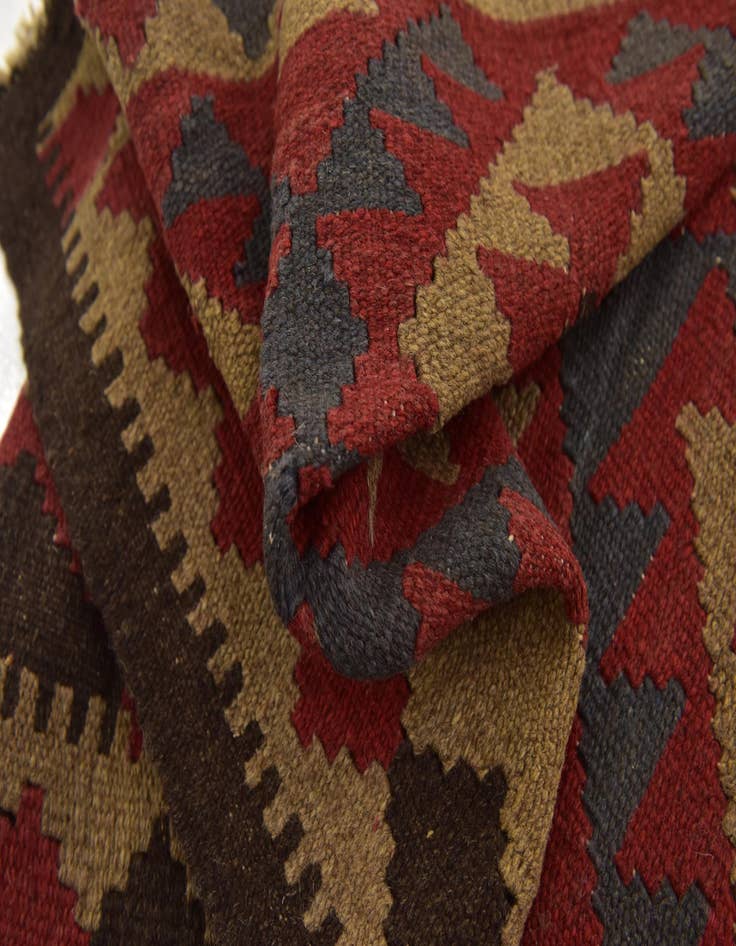 Detail image of  3' 5 x 6' 7  Hand Woven Kilim Maymana Wool Runner Rug