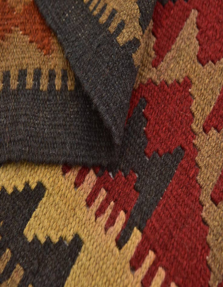 Detail image of  3' 2 x 6' 4  Hand Woven Kilim Maymana Wool Runner Rug