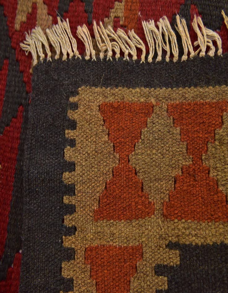 Detail image of  3' 2 x 6' 4  Hand Woven Kilim Maymana Wool Runner Rug
