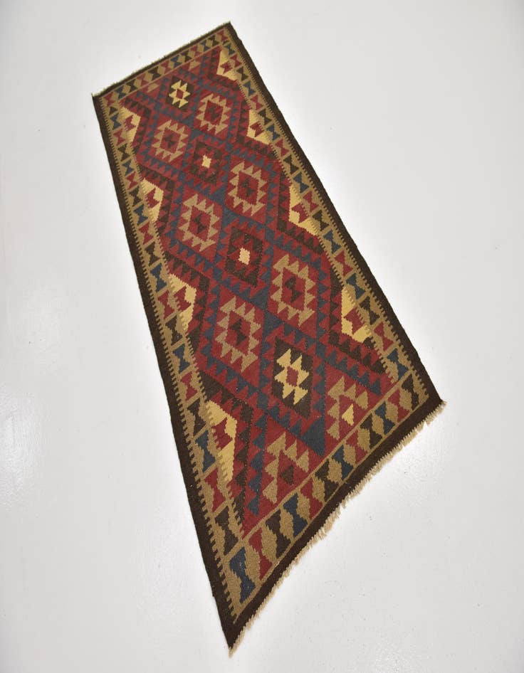 Detail image of  3' 3 x 6' 5  Hand Woven Kilim Maymana Wool Runner Rug