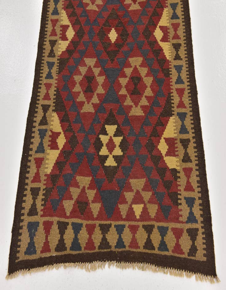 Detail image of  3' 3 x 6' 5  Hand Woven Kilim Maymana Wool Runner Rug