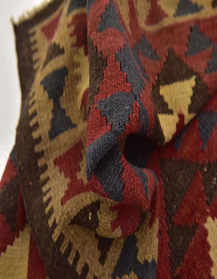 Detail image of  3' 3 x 6' 5  Hand Woven Kilim Maymana Wool Runner Rug