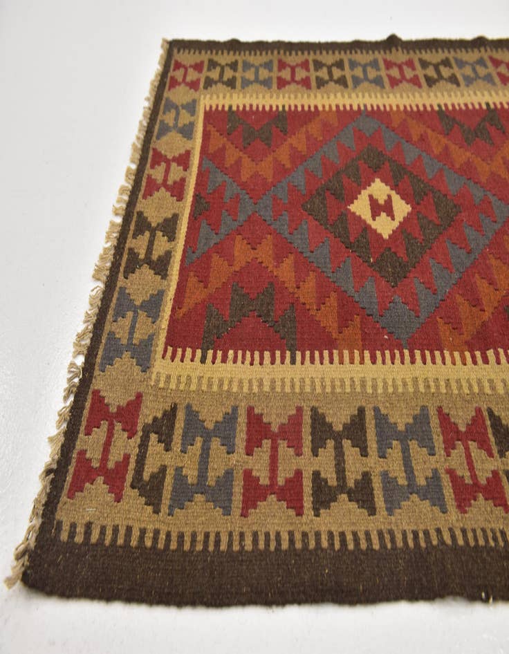 Detail image of  3' 3 x 6' 6  Hand Woven Kilim Maymana Wool Runner Rug