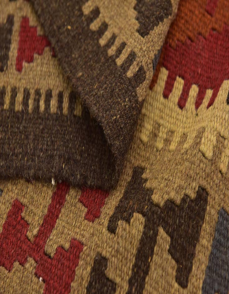 Detail image of  3' 3 x 6' 6  Hand Woven Kilim Maymana Wool Runner Rug
