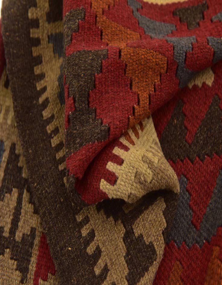 Detail image of  3' 3 x 6' 6  Hand Woven Kilim Maymana Wool Runner Rug
