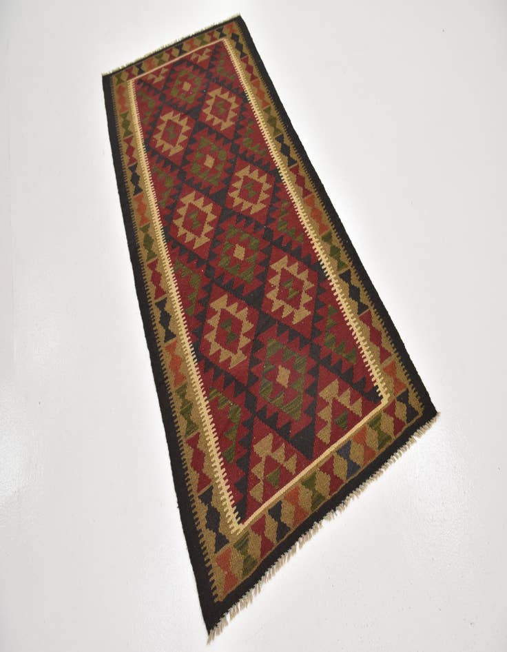 Detail image of  3' 3 x 6' 5  Hand Woven Kilim Maymana Wool Runner Rug