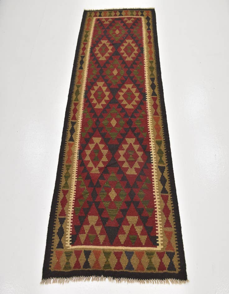 Detail image of  3' 3 x 6' 5  Hand Woven Kilim Maymana Wool Runner Rug